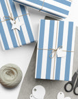 French Blue Striped Wrapping Paper