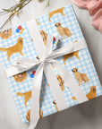 Golden Retriever Gingham Wrapping Paper