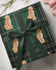Golden Retriever Green Plaid Wrapping Paper