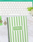 Green Striped Personalized Notebook