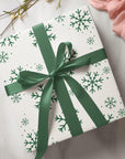 Green Snowflakes Christmas Wrapping Paper