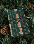 Golden Retriever Green Plaid Wrapping Paper