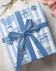 Hanukkah Wrapping Paper with Dreidel & Menorah
