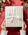 Beige Neutral Striped Holiday Wrapping Paper