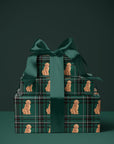 Golden Retriever Green Plaid Wrapping Paper