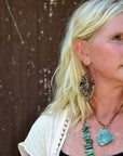 Leather Necklace with Genuine Natural Turquoise Pendant 249q