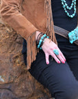 Turquoise Chunk on Cuff Ring 012o