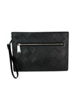 Bottega Veneta Black Leather Maxi Intreciato Document Case Wristlet Clutch Bag