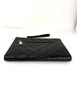 Bottega Veneta Black Leather Maxi Intreciato Document Case Wristlet Clutch Bag