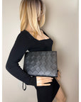 Bottega Veneta Black Leather Maxi Intreciato Document Case Wristlet Clutch Bag