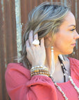Turquoise Drop Earrings w/ Cream Leather Tassel 207v