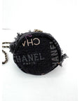 Chanel Denim Quilted Mood Mini Bucket With Chain Black