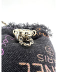 Chanel Denim Quilted Mood Mini Bucket With Chain Black