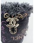 Chanel Denim Quilted Mood Mini Bucket With Chain Black