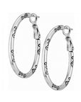 Silver Oval Hoop Charm Earrings