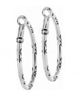Silver Oval Hoop Charm Earrings