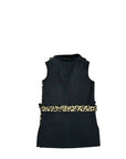 Diana Rosh Couture Gold & Black Arctic Fox Trimmed Vest