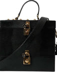 Dolce & Gabbana Black Lizard Embossed Double Box Bag