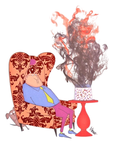 Quirky Man Napping in Armchair Greeting Card