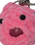 Crochet Puffer Fish Stress Ball Keychain - Pink Smiley Face