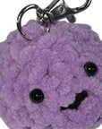 Crochet Puffer Fish Stress Ball Keychain – Purple Smiley Face