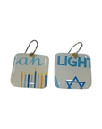 Hanukkah Fabric & Resin Square Drop Earrings
