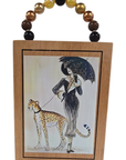 Artisan Cigar Box Handbag "The Lady And The Cheetah"