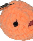 Crochet Puffer Fish Stress Ball Keychain - Orange Smiley Face