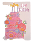 Happy Birthday Floral Cake Greeting Card