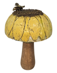 Encaustic Sunflower Mushroom Sculpture with Bee by Trish McFerran