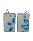 Handmade Blue Floral Fabric & Resin Rectangle Earrings