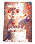 Excited Dog Birthday Cake Celebration Card