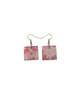 Pink Floral Square Drop Earrings