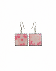 Pink Floral Square Drop Earrings