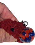 Crochet Squishy Ball Keychain – Red Amigurumi Face