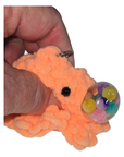 Peach Crochet Octopus Squishy Keychain with Orbeez