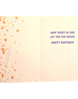 Excited Dog Birthday Cake Celebration Card