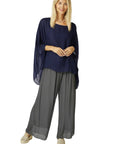Look Mode Made In Italy Wide Leg Silk Pants 61248