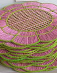 Blush Bloom Handwoven Iraca Placemat - Lilly Pulitzer Inspired Style