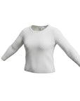 The Strawberry Shop white linen-cotton blend sweater with 3/4 sleeves and a textured knit.
