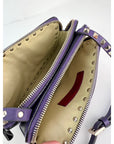 Valentino Rockstud Double Zip Purple Leather Crossbody Bag