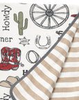 Western Cowboy Howdy Partner Cotton Baby Stroller Blanket