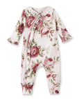 Baby Girl's Cabbage Rose Cotton Zippered Romper