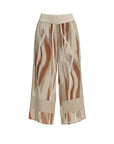 The Strawberry Shop Eliza Merina Linen Pants C6504, 100% linen wide leg cropped pants with abstract stripes and elastic drawstring waist.