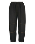 The Strawberry Shop Citron Bleu black barrel leg lightweight pants with contrast stitching.