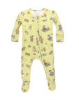 The Strawberry Shop yellow Bellabu Bear onesie with a playful teddy bear picnic print and footies.