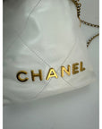 Chanel 22 Mini Shiny Calfskin Quilted White Crossbody Hand Bag