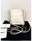 Chanel 22 Mini Shiny Calfskin Quilted White Crossbody Hand Bag