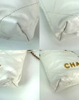 Chanel 22 Mini Shiny Calfskin Quilted White Crossbody Hand Bag