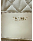 Chanel 22 Mini Shiny Calfskin Quilted White Crossbody Hand Bag
